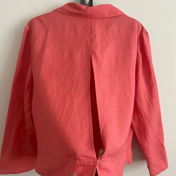 Talbots open back linen coral orange linen shacket blazer 16 - Picture 2 of 6